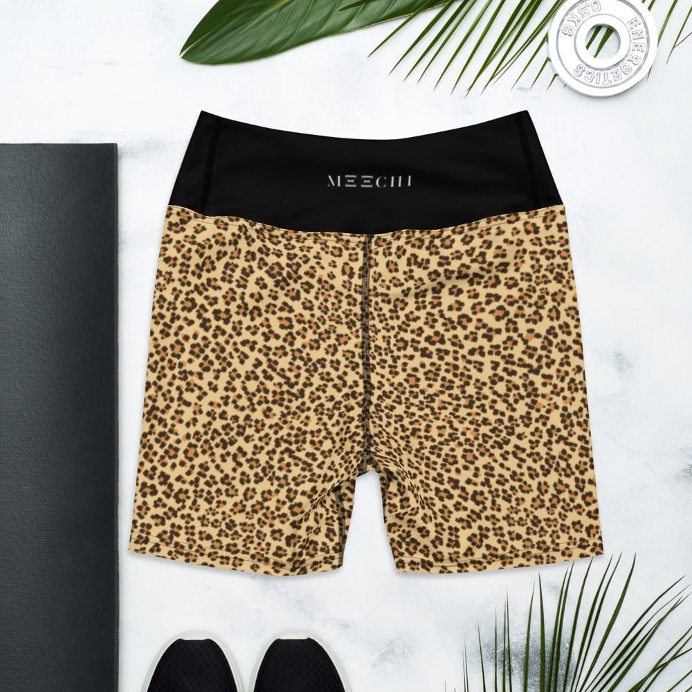 Black Leopard Biker Shorts